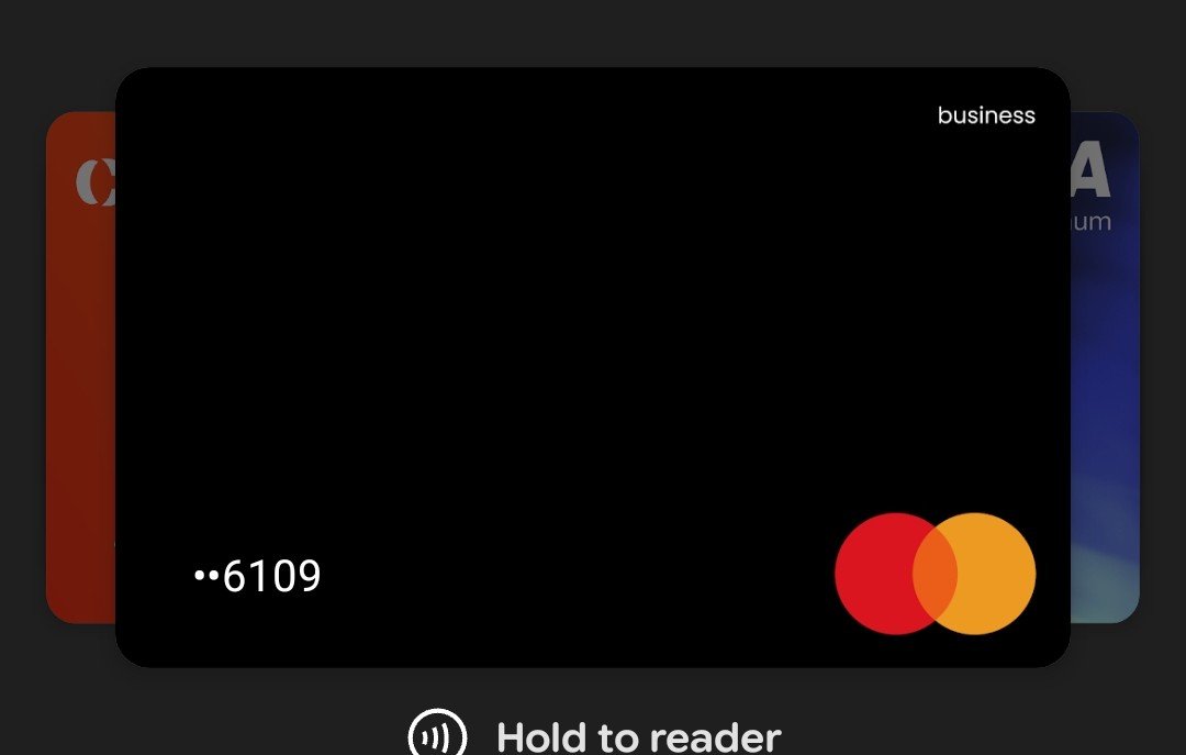 Second view of the plain black Mastercard business card ending 6109 ready to tap